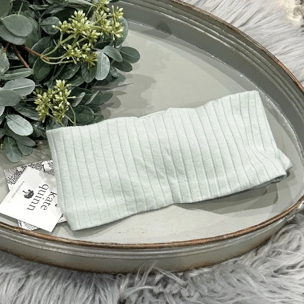 Kate Quinn‎ Top Knot Headband Woven Organic Cotton Wide Rib In Mint